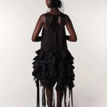 fibyus black ruffle midi dress back