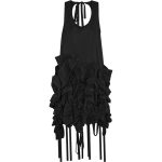 fibyus black ruffle midi dress front