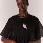 fibyus black textured smock dress bodice