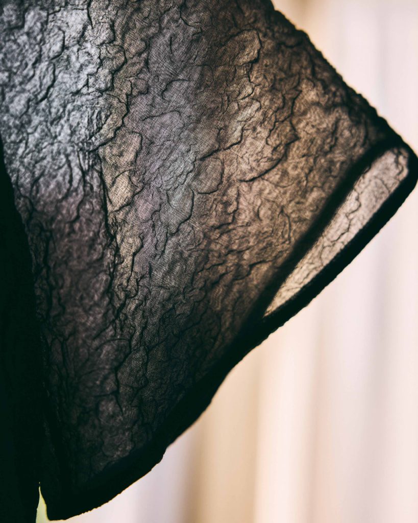 fibyus black textured smock dress detail
