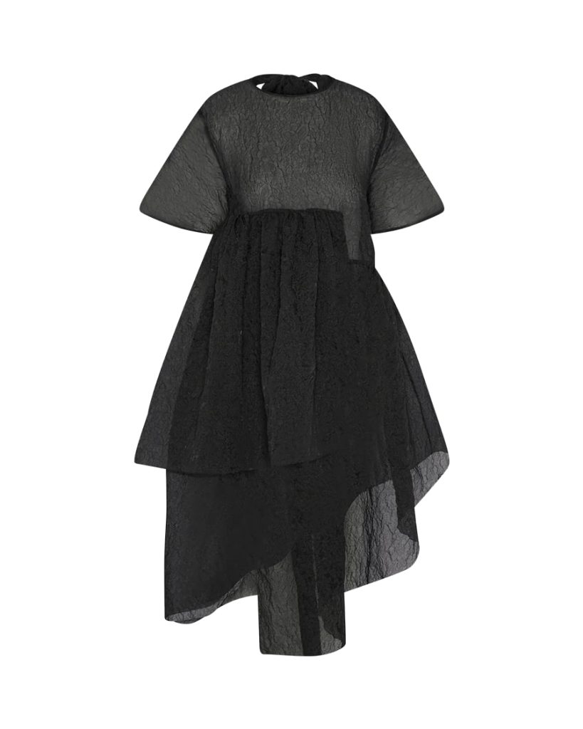 fibyus black textured smock dress front