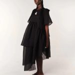 fibyus black textured smock dress side