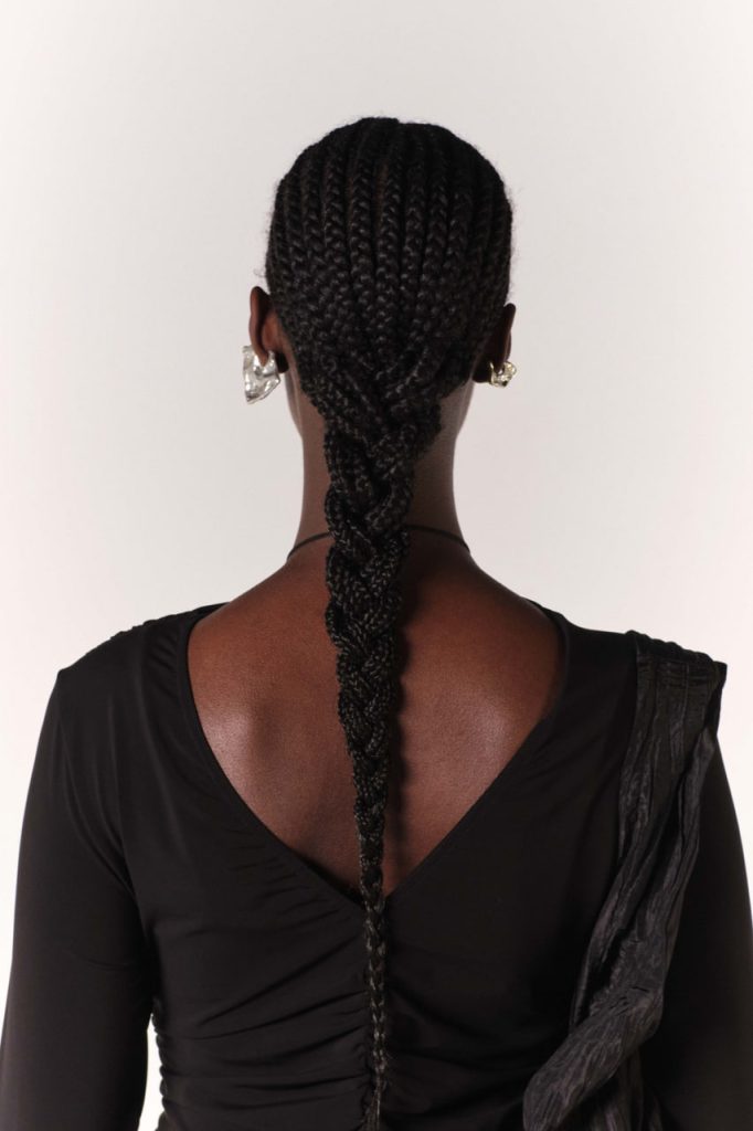 fibyus black tiered dropwaist dress back detail