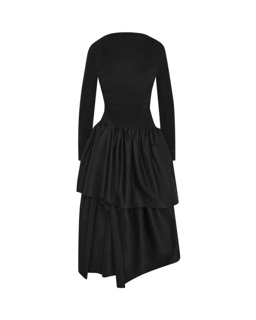 fibyus black tiered dropwaist dress flat