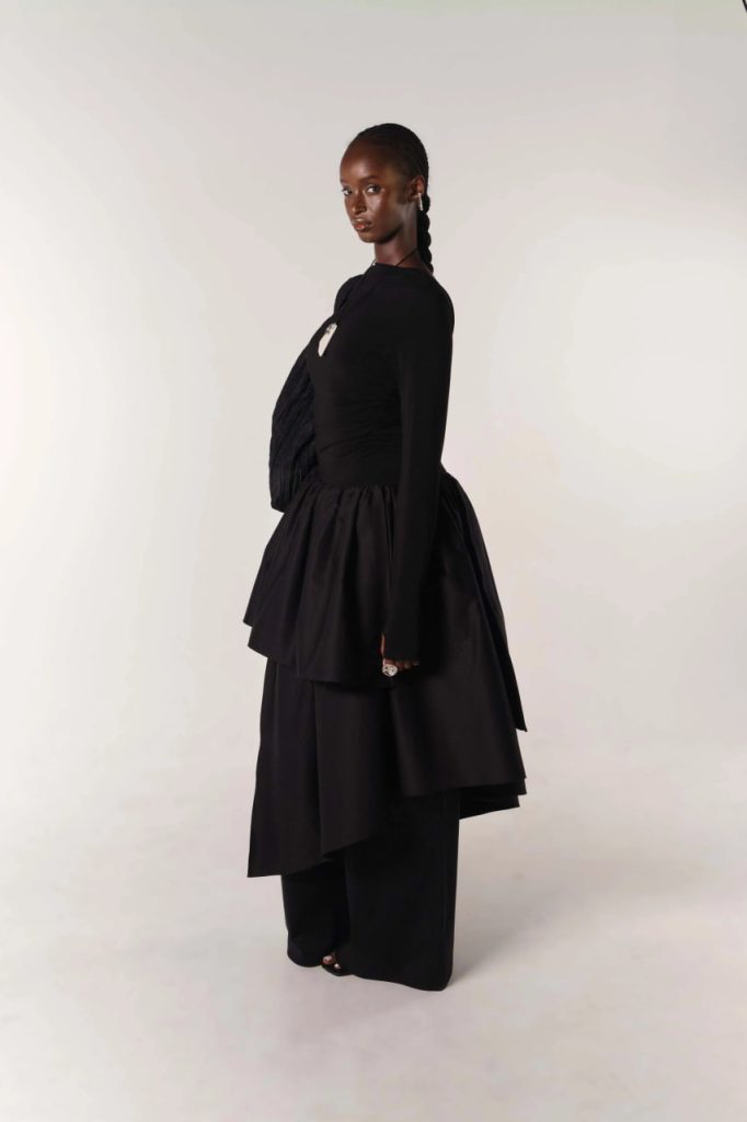 fibyus black tiered dropwaist dress side